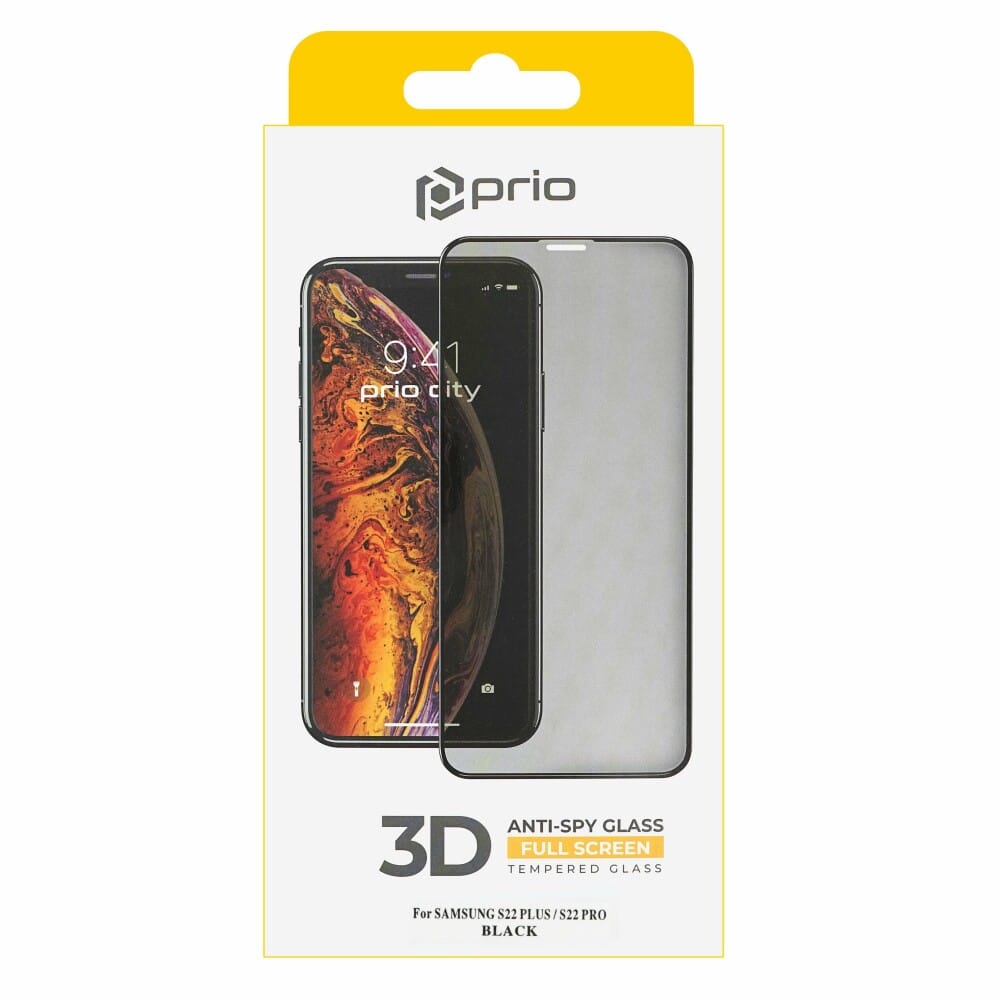 Prio 3D Anti-Spy tvrzené sklo pro Samsung S22+ černé