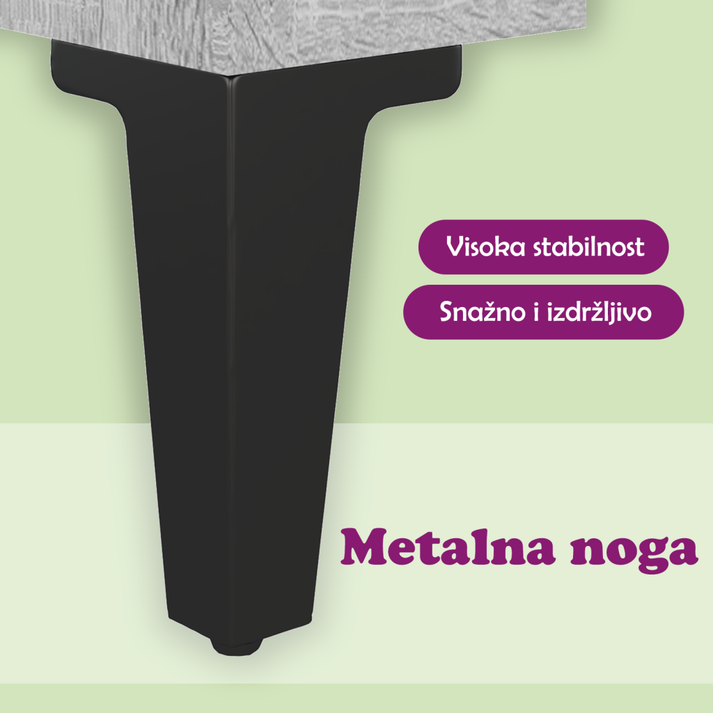 Noćni ormarić s metalnim nogama boja sivog hrasta 40x30x50 cm
