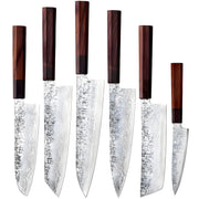 Set damaškovih kuhinjskih noževa DR-39200 - 6 kom / Smeđa / Crna KP39200