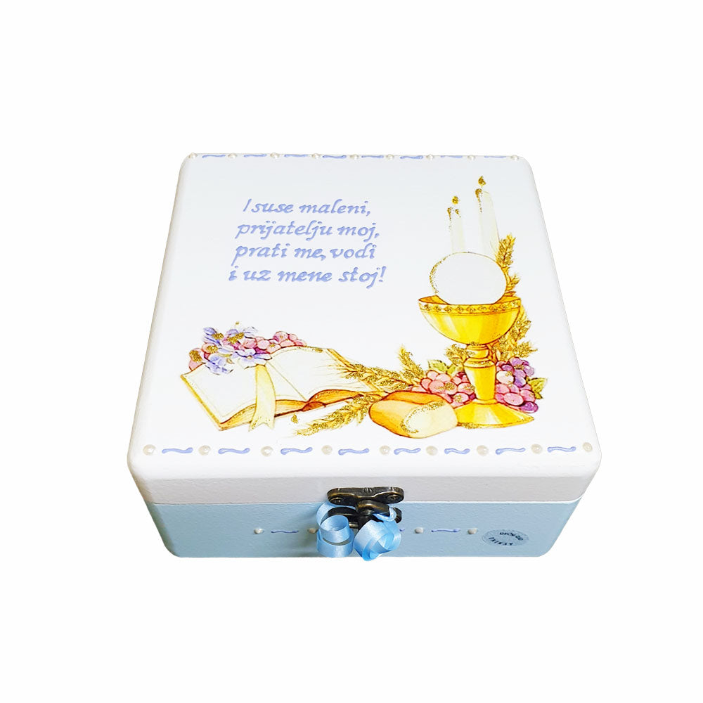 Personalizované krabice na první svaté přijímání – Perfektní dárek pro děti, kněze a katechety – 1. 16x16x10cm – 16563
