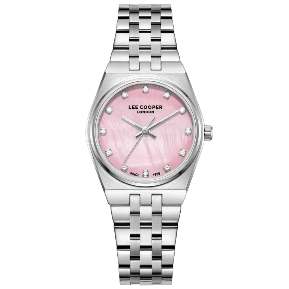 RUČNI SAT LEE COOPER 8204 - Brojčanik roza, remen srebrna, kućište srebrna