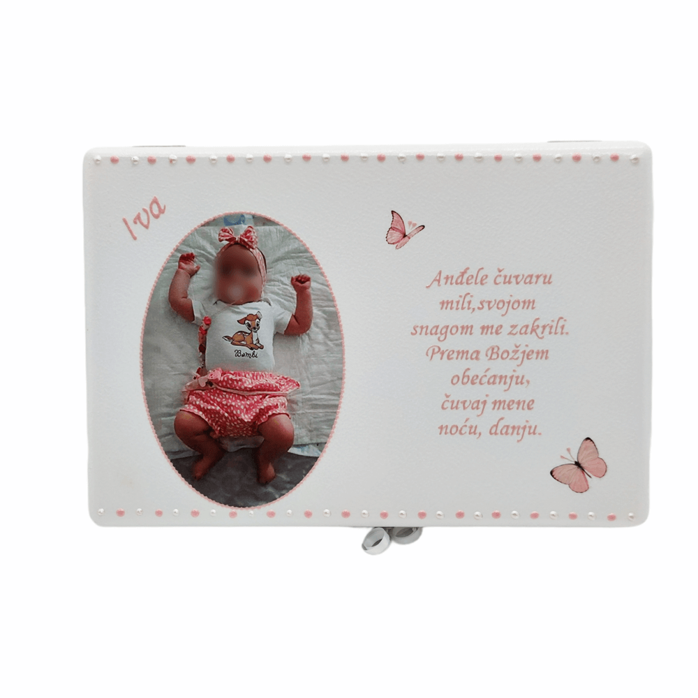 Personalizirane Kutije uspomena s fotografijom djeteta – Poklon za krštenje, rođendan vaše djevojčice - 5. 20x30x10cm - 1806