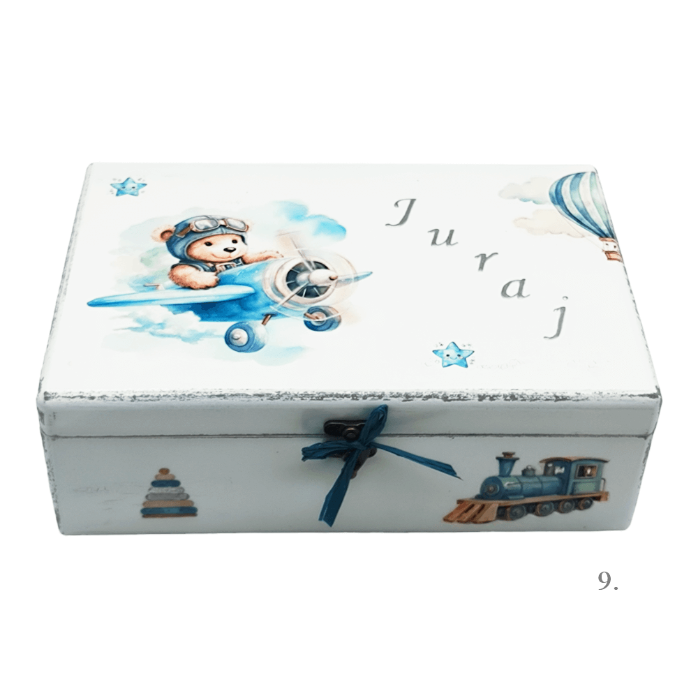 Personalizovaná krabice vzpomínek se jménem – dárek k narození, křtinám nebo narozeninám dítěte – 9. 20x30x10cm -154364