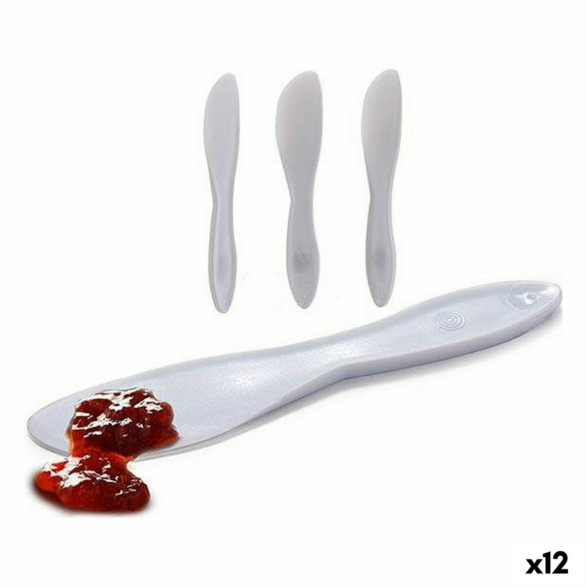 Set Noževa Kinvara Bijela Plastika 18 x 10 x 1 cm 18 x 3,5 x 1 cm 3 Dijelovi (12 kom.)