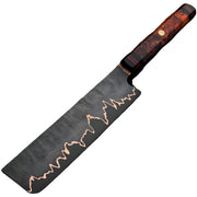 Damaskasti kuhinjski nož KT-38752 - Nakiri / Narančasta / Crna KP38752
