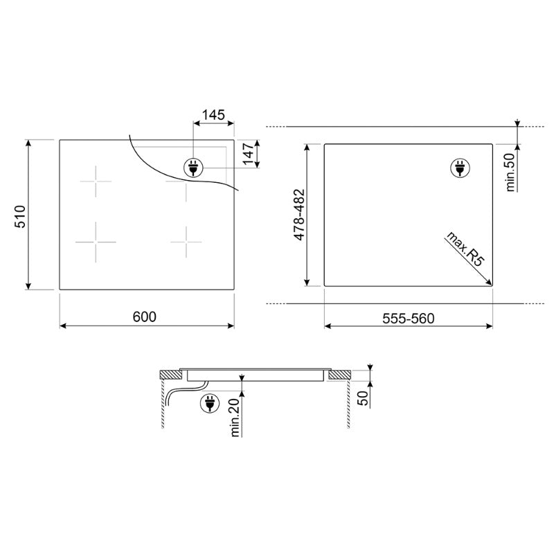 Smeg SI1M4644D Indukcijska ugradbena ploča