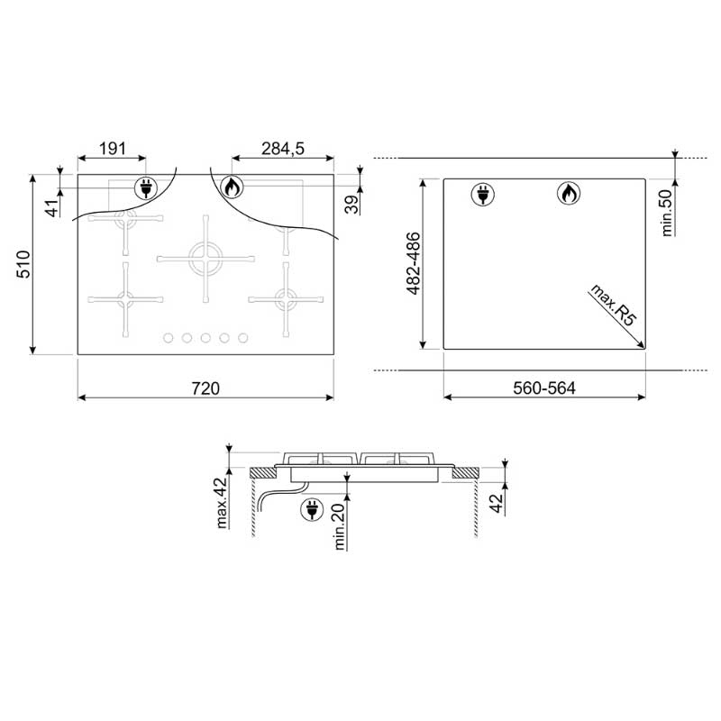 Smeg PV175B3 Plinska ugradbena ploča