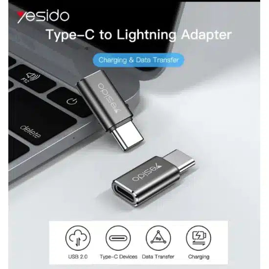 Yesido - OTG adapter (GS22) Type-C do Lightning aluminijska legura 480 Mbps - Sivi