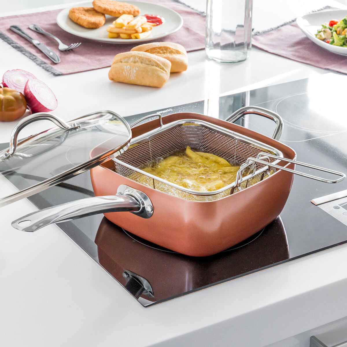 Set Višenamjenskih Keramičkih Tava 5 u 1 Copper Coppans InnovaGoods 4 Dijelova
