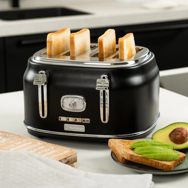 Westinghouse Retro Black 4 Slice toster