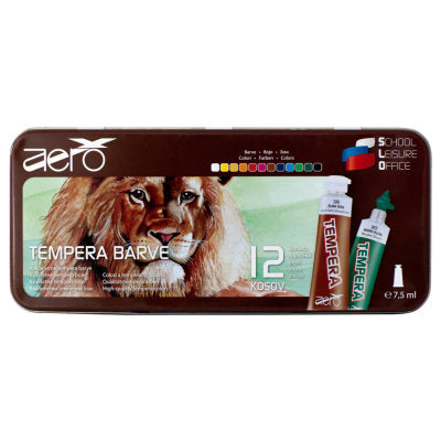 Boja tempera Aero 7,5ml tubice 12 kom u limenoj kutiji, design lav