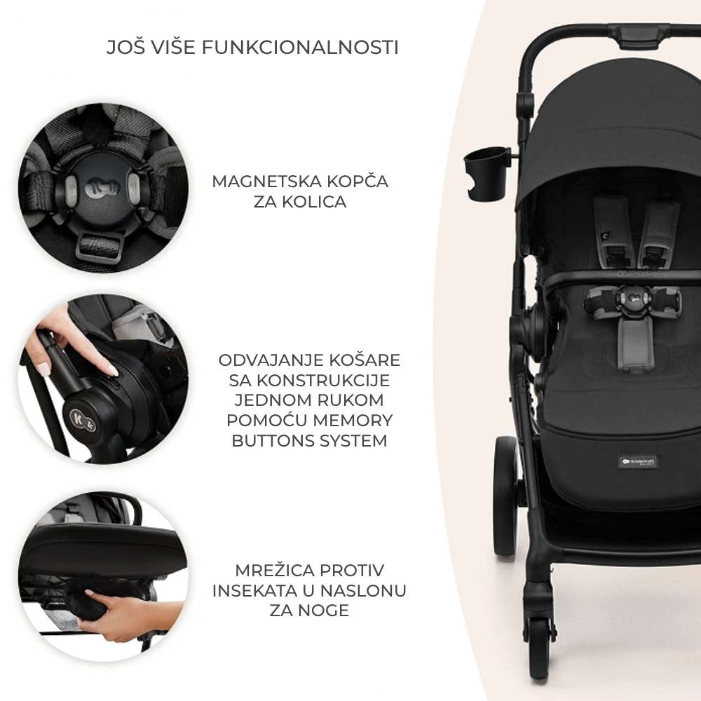 Kinderkraft dječja kolica Yoxi 2u1, Moonlight Grey