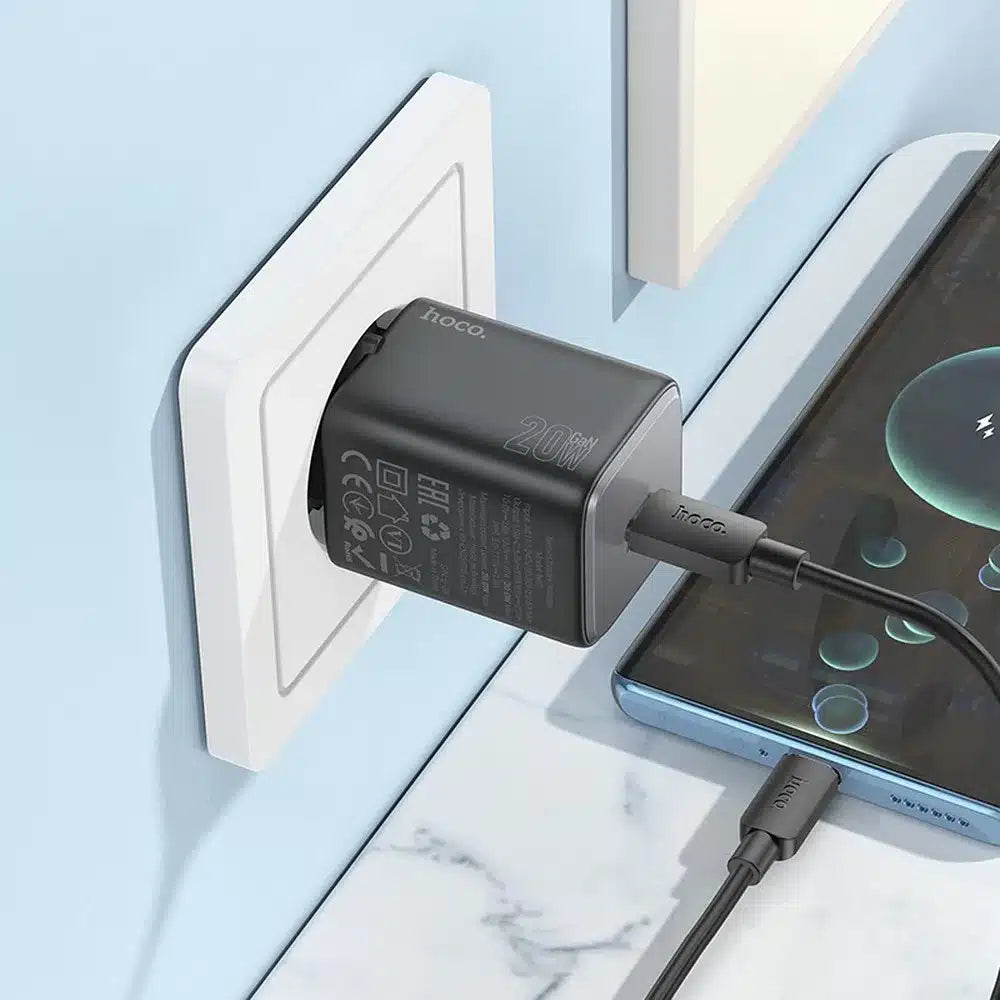 HOCO síťová nabíječka Type C + kabel Type C na Type C QC PD 20W N40 černá