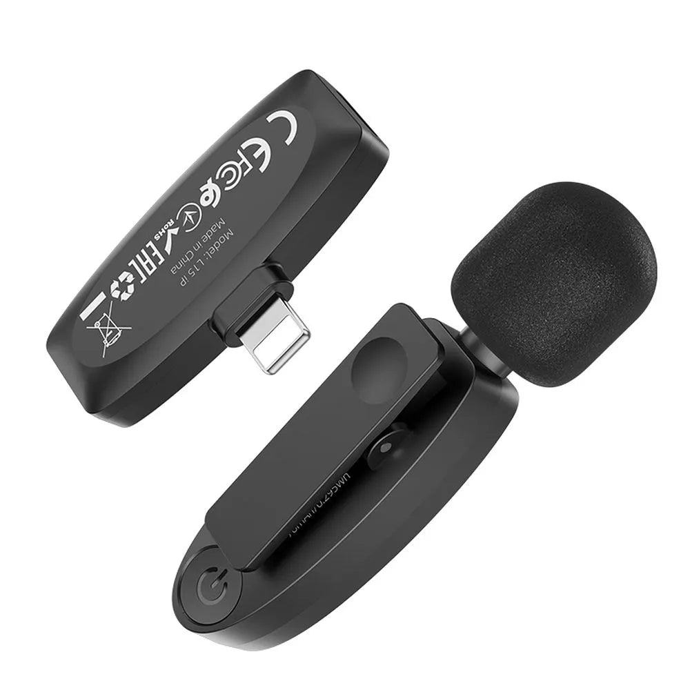 Bezdrátový lavalier mikrofon HOCO pro iPhone Lightning 8-pin L15 černý