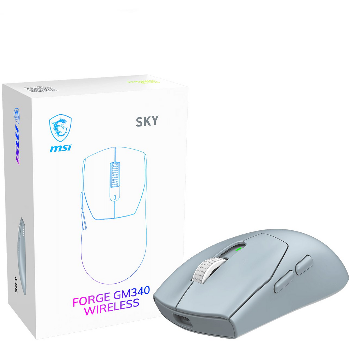 MSI Forge Gm340 Wireless Sky miš Igranje Ambidekster RF bežični + Bluetooth Optički 12000 DPI