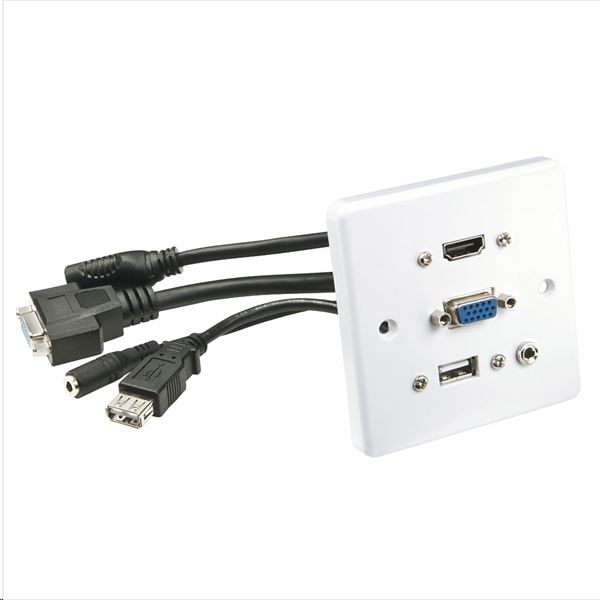 Lindy 60220 modularna utičnica HDMI + VGA + USB A + 3.5mm Bijelo