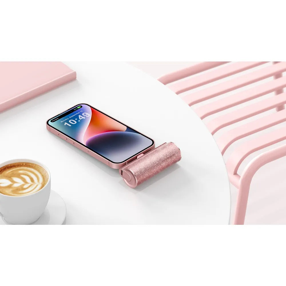 VEGER powerbank 5.000 mAh s vestavěným konektorem Type C PD QC3.0 PlugOn – růžová
