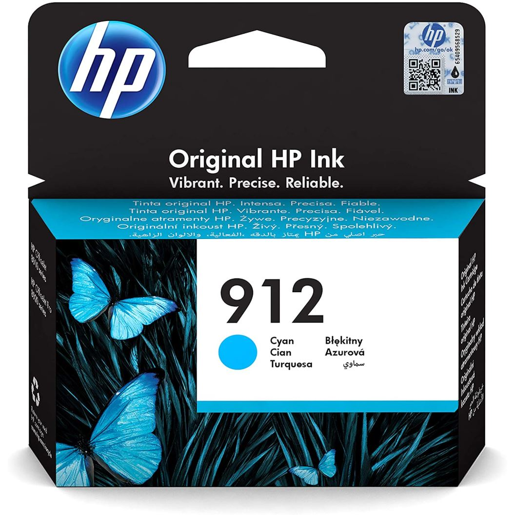 HP 912 Cyan Original Ink Cartridge spremnik s tintom 1 kom Standardni prinos Plavo
