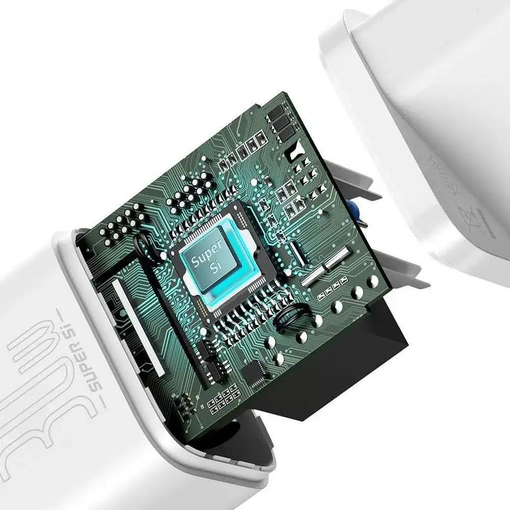 BASEUS nástěnná nabíječka Type-C Super Si Quick Charger IC PD 30W bílá CCSUP-J02/CCCJG30CE