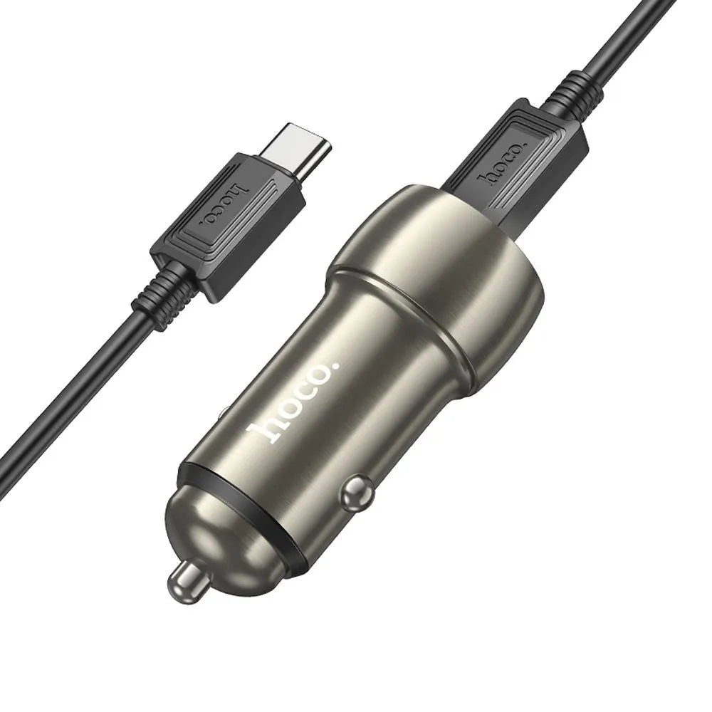 HOCO autonabíječka 2x Type C + kabel Type C na Type C PD 40W Z48 šedá