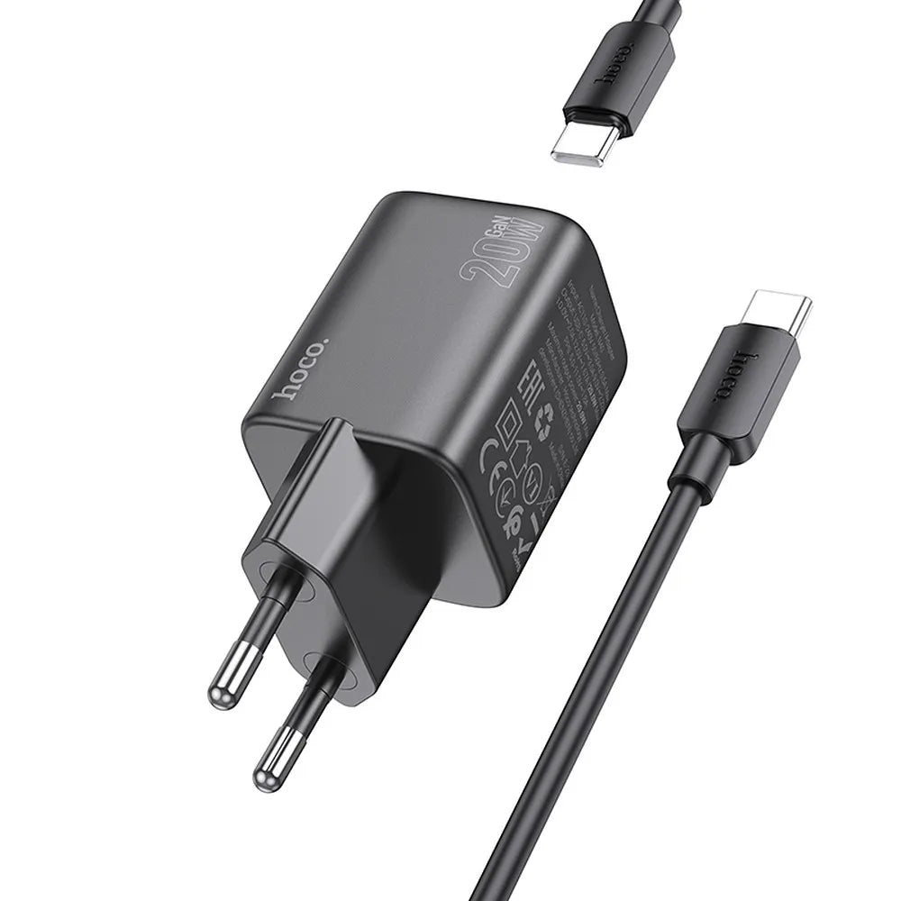 HOCO síťová nabíječka Type C + kabel Type C na Type C QC PD 20W N40 černá