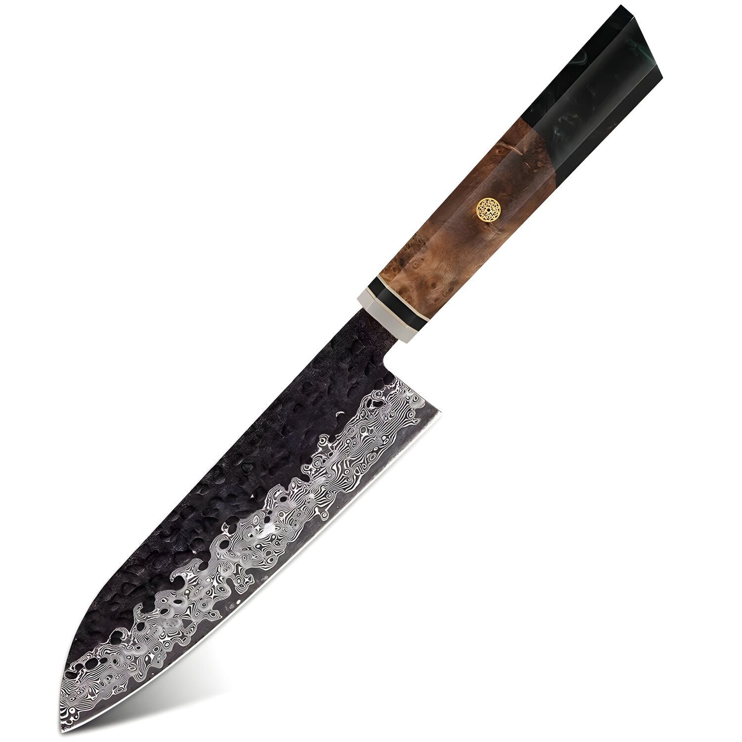 Damaskasti kuhinjski nož AI-37316 - Santoku / Zelena KP37316