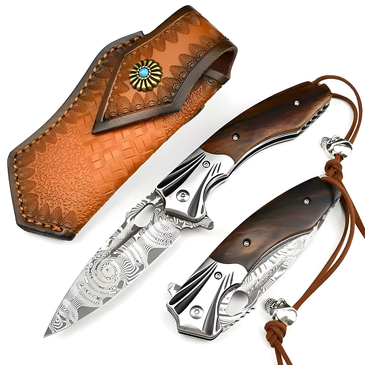 Damaški outdoor sklopivi nož AM-31669 - Smeđi KP31669
