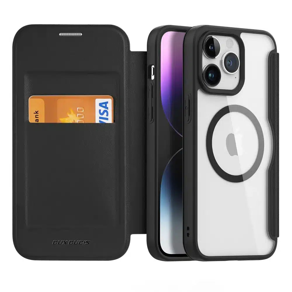 DUX DUCIS Skin X Pro – MagSafe kompatibilní flipové pouzdro pro Apple iPhone 15 Pro Max černé