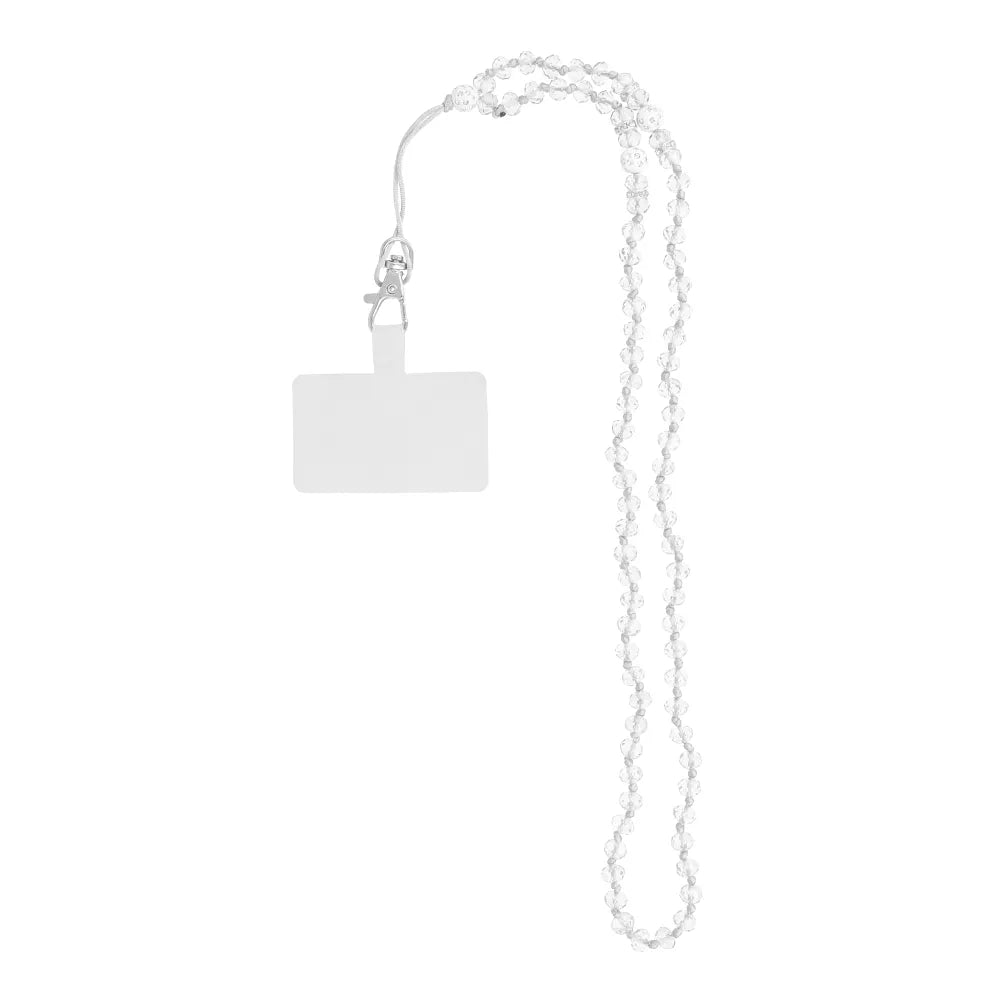 Šňůrka na mobil CRYSTAL DIAMOND / délka lanka 74 cm (37 cm ve smyčce) / na krk, bílá
