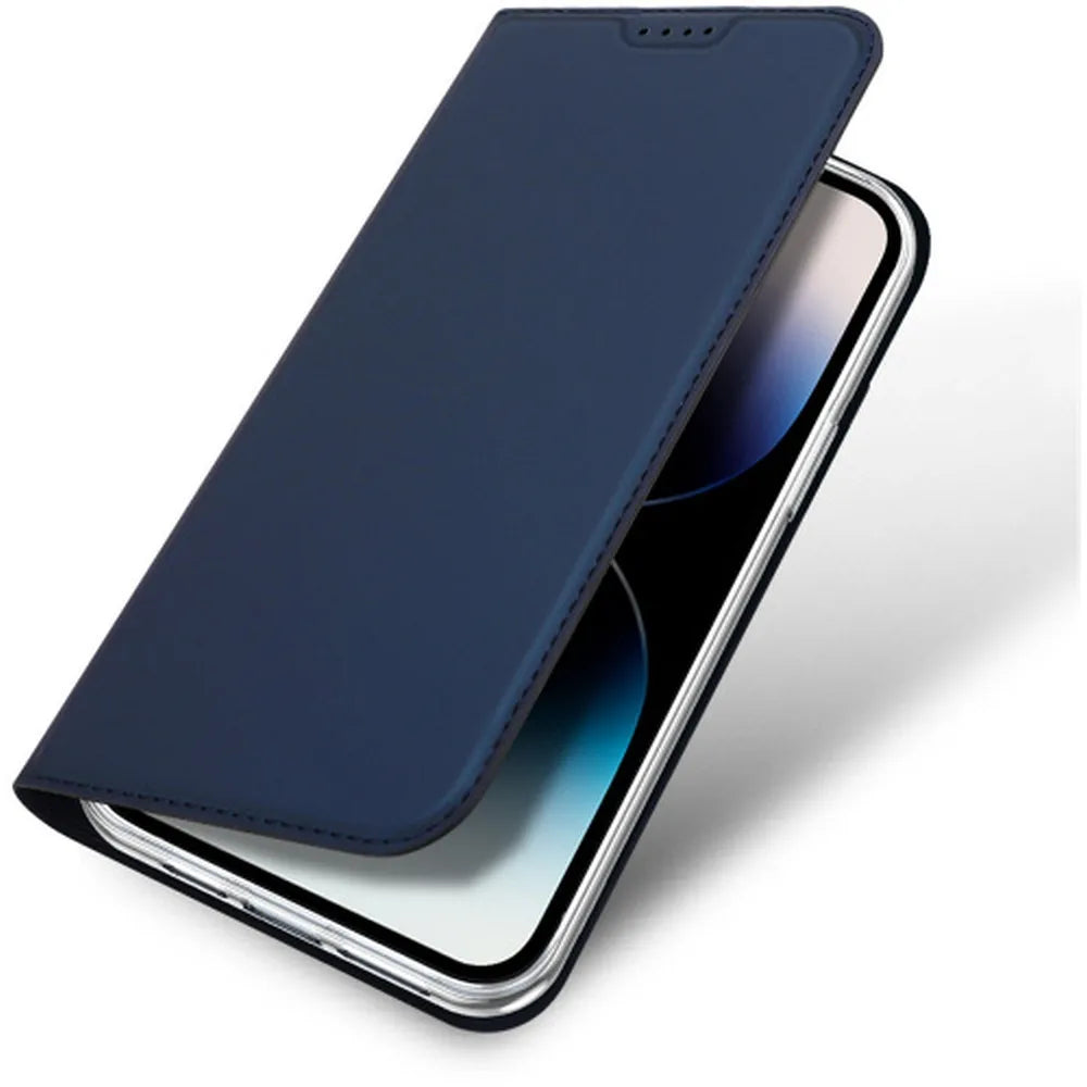 DUX DUCIS Skin Pro – Hladké kožené pouzdro pro Apple iPhone 15 Pro modré