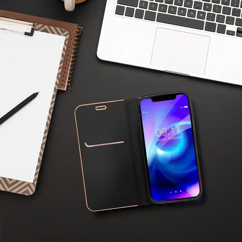 LUNA Book Gold pouzdro pro XIAOMI Redmi NOTE 14 PRO 5G / 14 PRO PLUS 5G černé