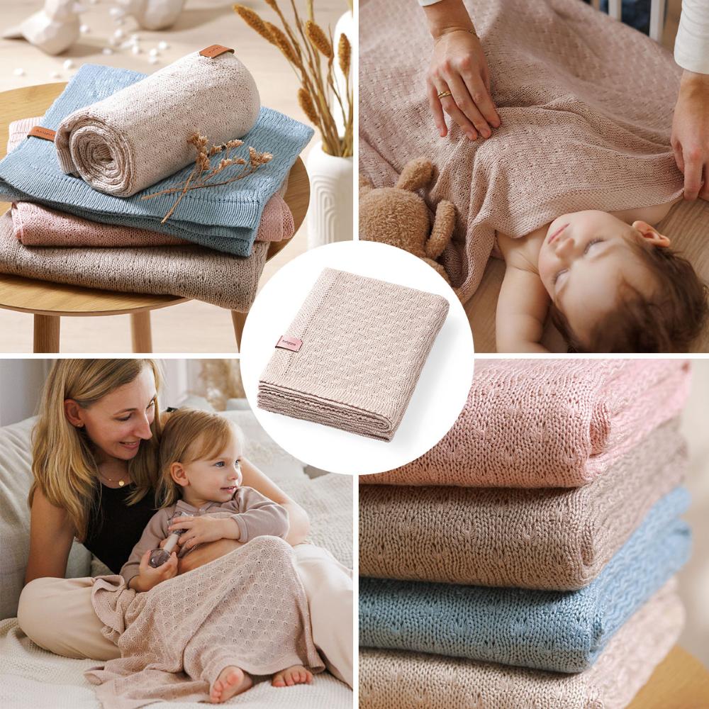 BabyOno Pletena bambus dekica 75x100 cm, tamno bež