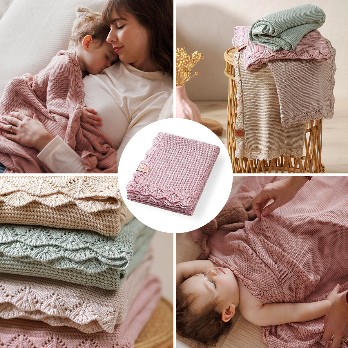 BabyOno Pletena bambus dekica s volanom 75x100 cm, svijetlo bež