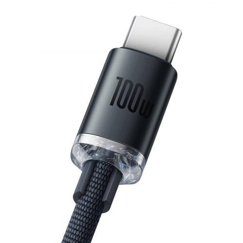 BASEUS CRYSTAL KABEL USB NA USB-C, 100W, 1.2M (ČERNÝ)