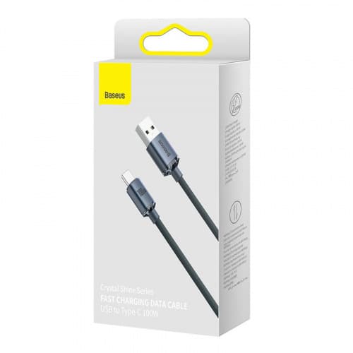 BASEUS CRYSTAL KABEL USB NA USB-C, 100W, 1.2M (ČERNÝ)