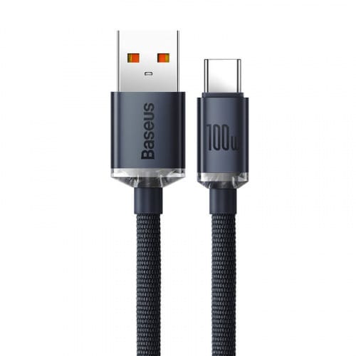 BASEUS CRYSTAL KABEL USB NA USB-C, 100W, 1.2M (ČERNÝ)