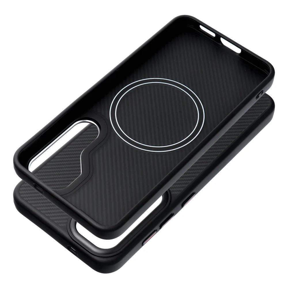 Karbonová elitní maska na Mag Cover kompatibilní s MagSafe pro Samsung Galaxy S25 Plus černá