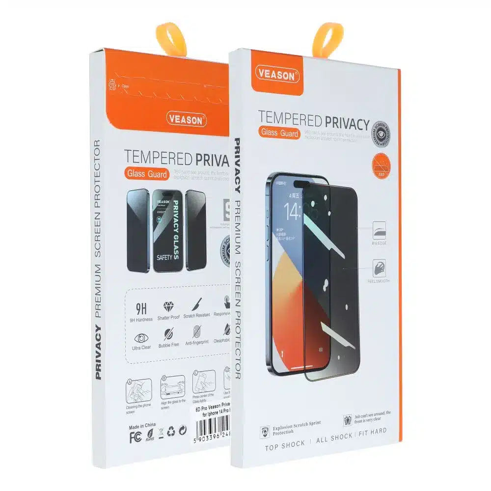 Kaljeno staklo 6D Pro Veason Privacy Glass – za iPhone 14 Pro Max crno