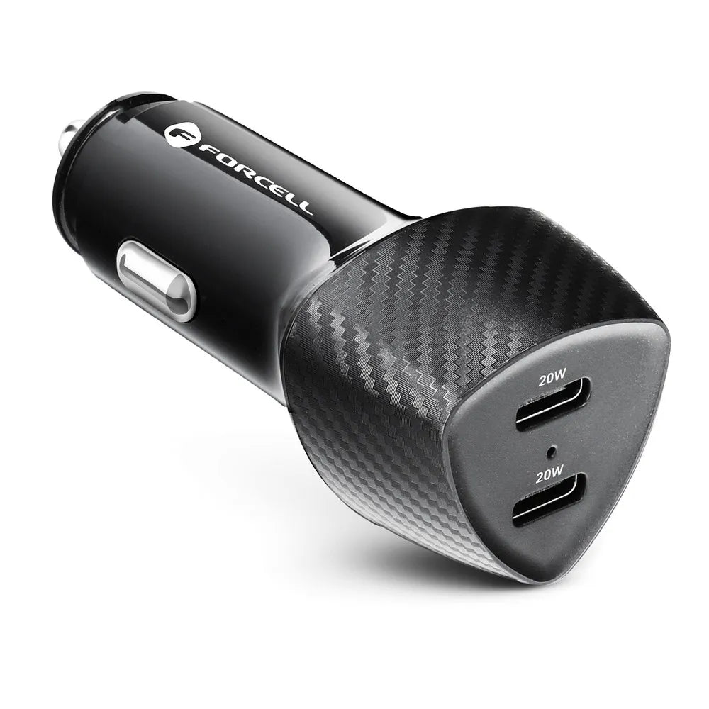 FORCELL CARBON autonabíječka Typ C 3.0 PD20W + Typ C 3.0 PD20W CC50-2C černá (Celkem 40W)