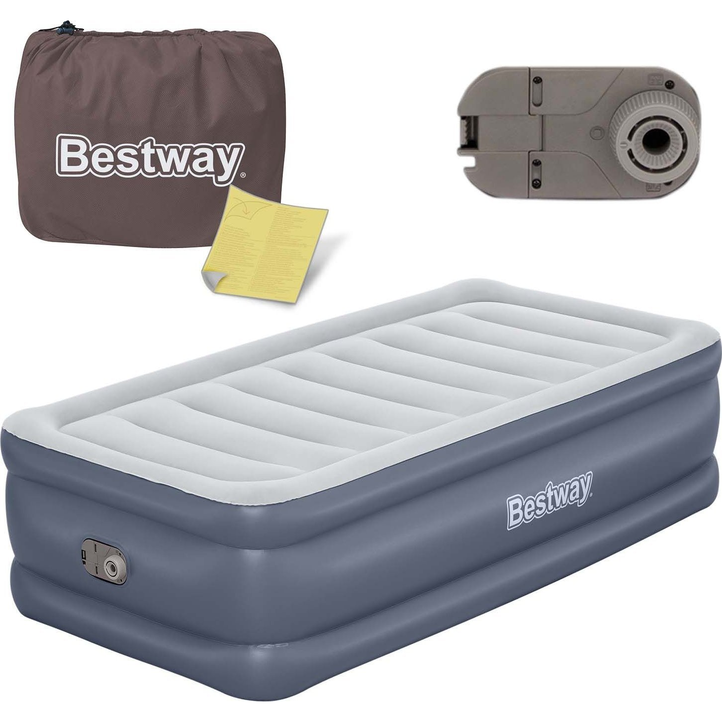 Bestway 6713G / 23 zračni madrac Jednostruki madrac Sivo, Bijelo Uniseks