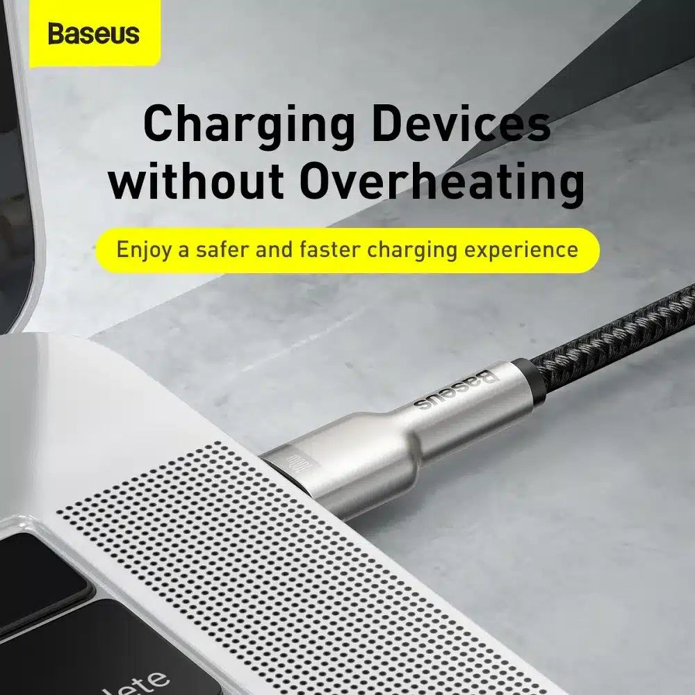 BASEUS kabel Type-C na Type-C PD100W Power Delivery Cafule kovový kabel 1 metr černý