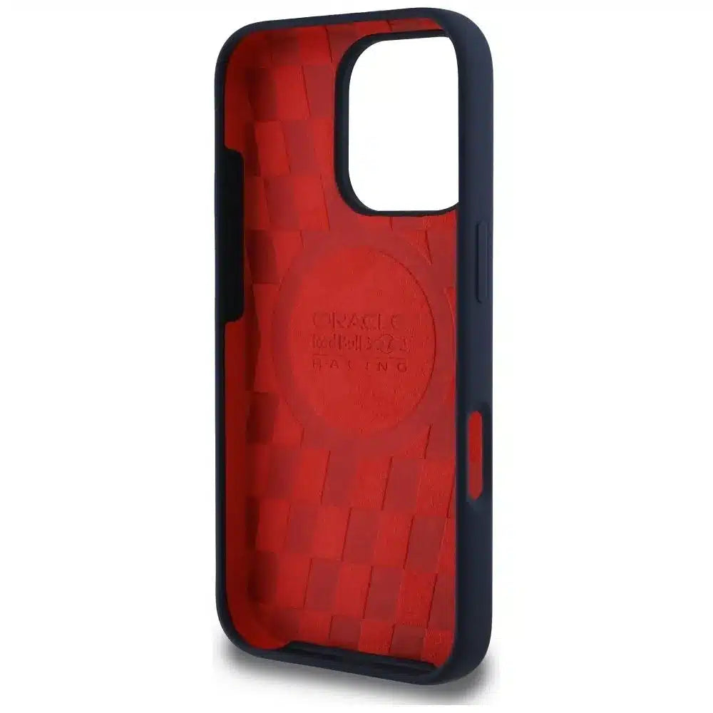 RED BULL iPhone 16 Pro kryt kompatibilní s MagSafe (Silicon ORBR20 Logo Red Lining) námořnická modrá