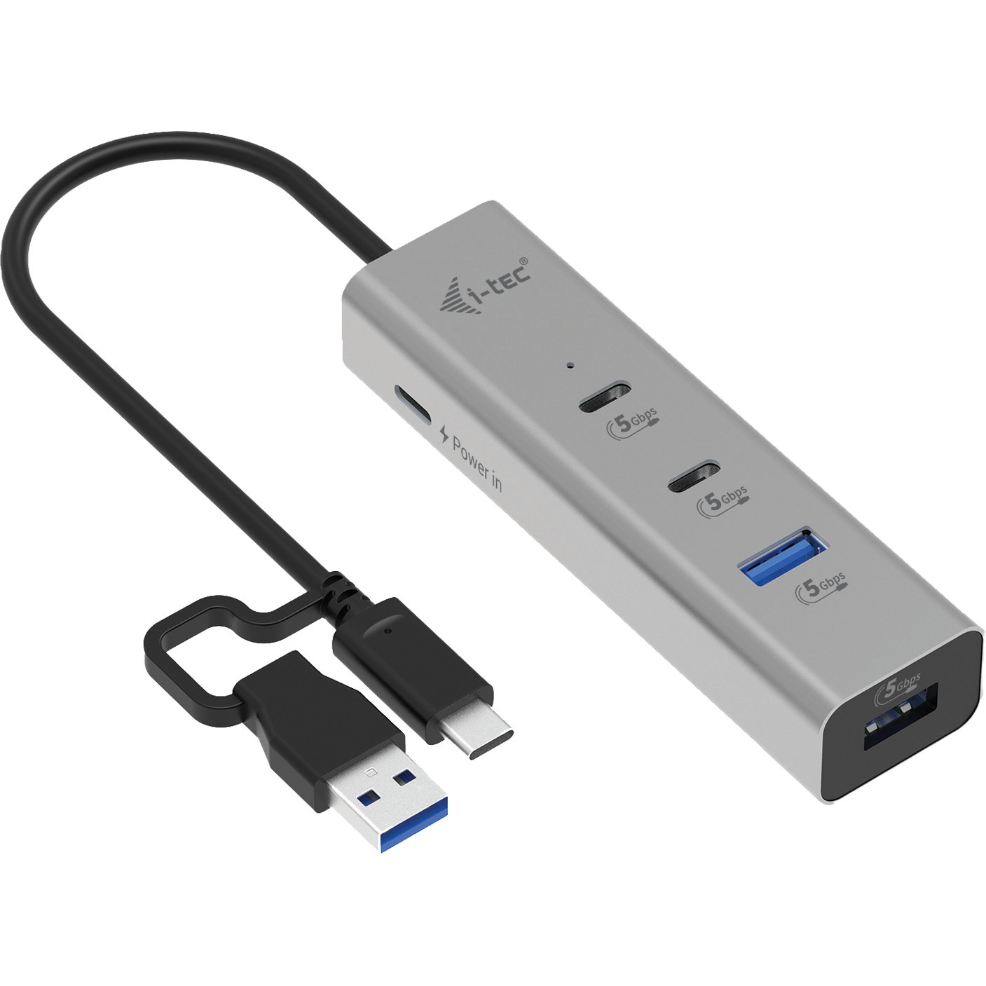 i-tec Metal CAHUBMETAL2A2CPD sučelje čvorišta USB 3.2 Gen 1 (3.1 Gen 1) Type-A + Type-C 5000 Mbit/s Srebro
