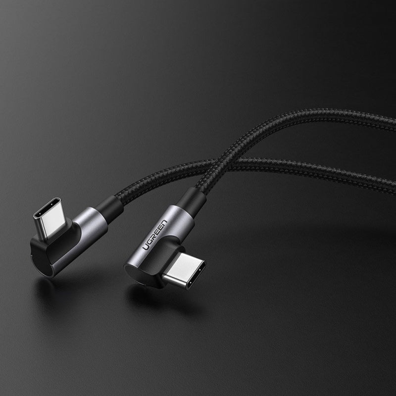 Ugreen USB-C na USB-C kabel US323 Kutni 60W 3A 1m crni