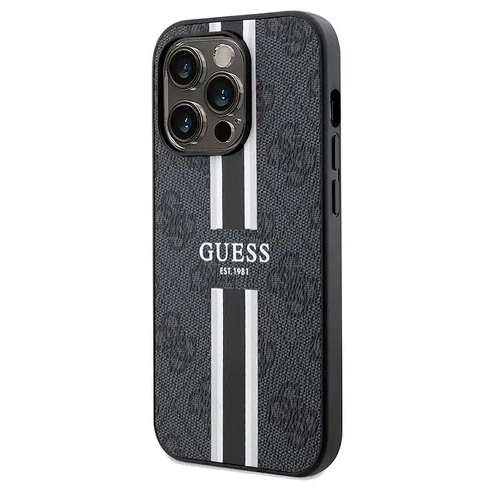 Originální GUESS Hardcase GUHMP15LP4RPSK pouzdro pro iPhone 15 Pro (Magsafe 4G Printed Stripes / černé)