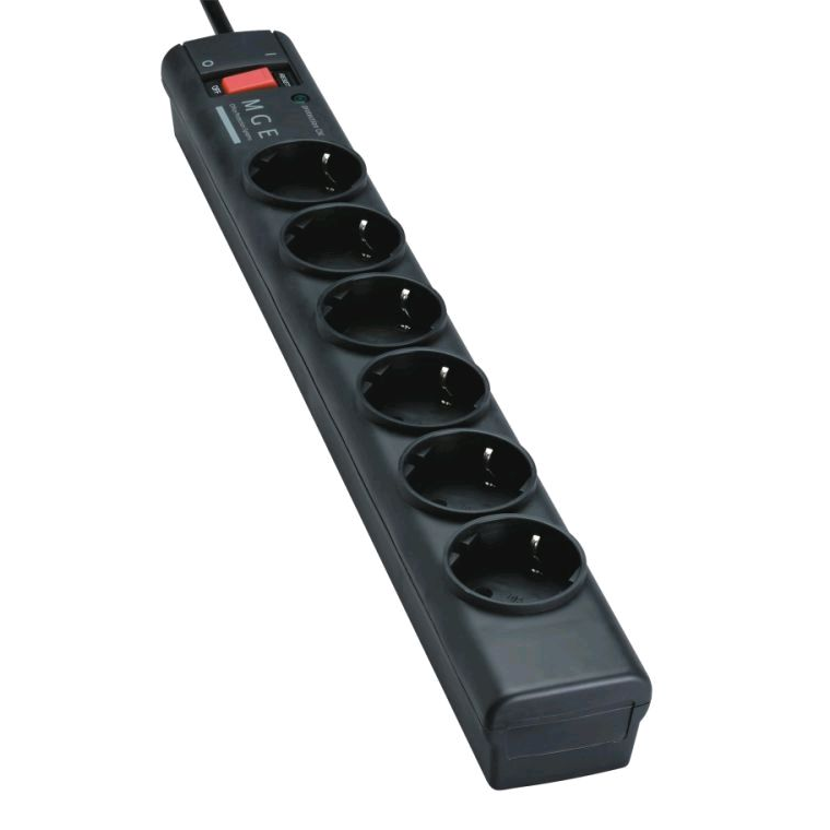 Eaton PS6D zaštita od porasta napona Crno, Bijelo 6 utičnice naizmjenične struje 220 - 250 V 1 m