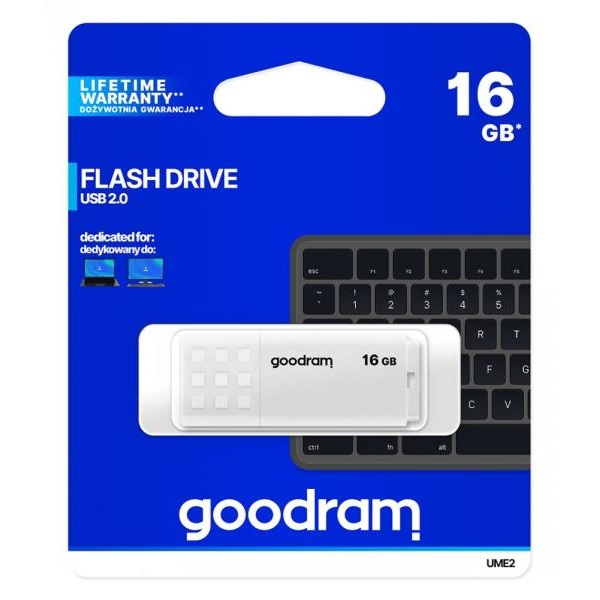 Goodram UME2 USB izbrisivi memorijski pogon 16 GB USB Tip-A 2.0 Bijelo