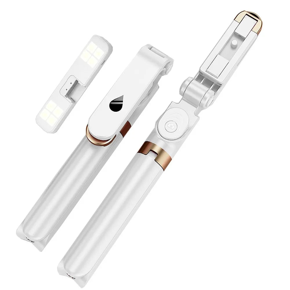 Set / selfie držák s bluetooth dálkovým ovládáním a stativem LED RING SSTR-20 bílý