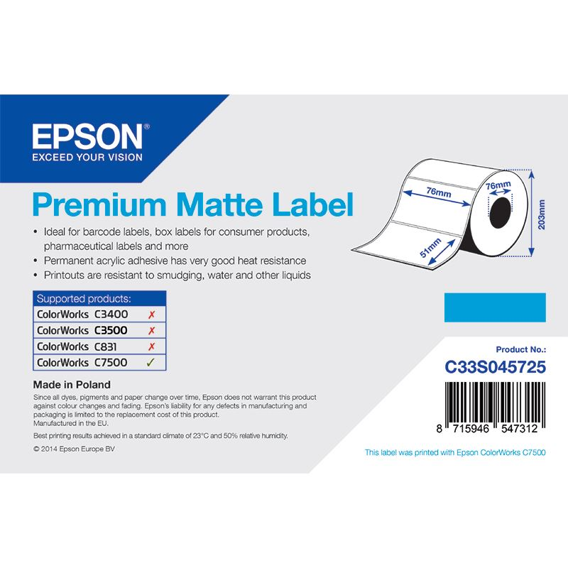 Epson Premium Matte Label Bijelo Mat