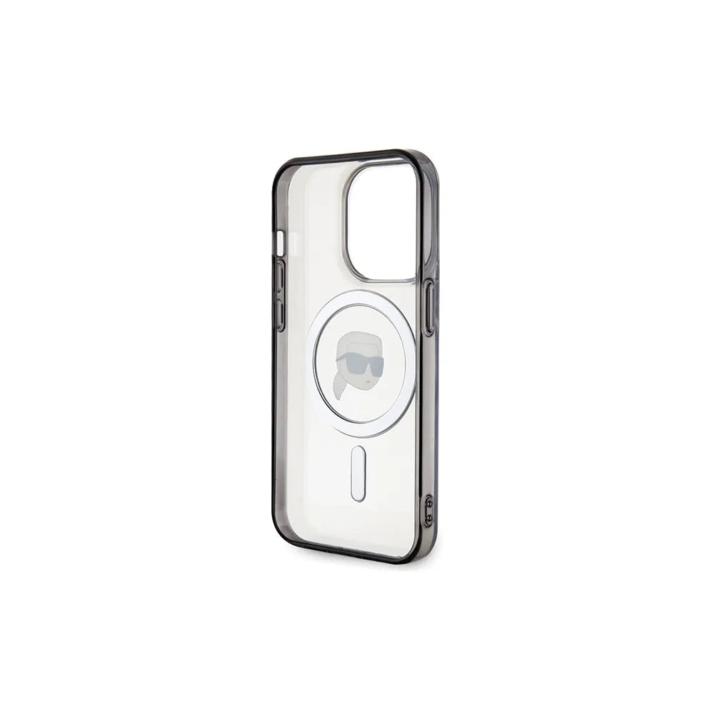 Originální KARL LAGERFELD Hardcase KLHMP15LHKHNOTK pouzdro pro iPhone 15 PRO (Karl Head + MAG / průhledné)